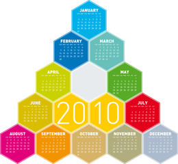 Calendar for year 2010 in an hexagonal pattern