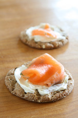 Lox and Cream Cheese on Crackers