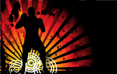 Boxer Man Silhouette with Yellow and Orange lightning