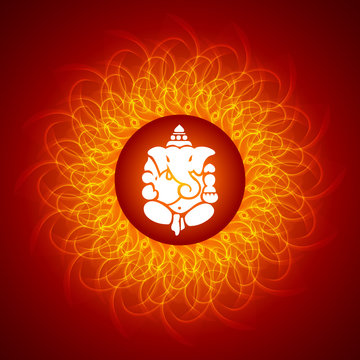 Lord Ganesha On Mandala Background