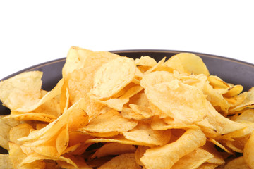 fried chips on dish over white