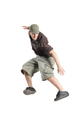 A young man jumping in the air