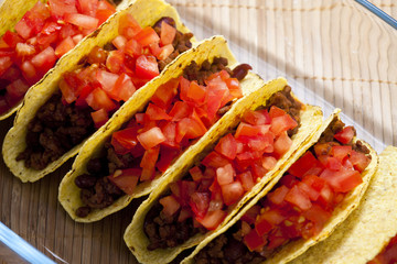 tacos with tomatoes and minced meat