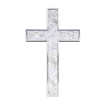 Silver Christian cross isolated on white.