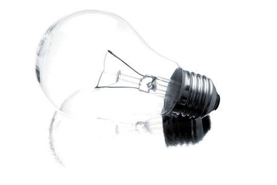 Light bulb on white background