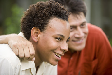 African American teenage boy with Hispanic father