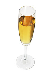 The wineglass with a white wine on white is isolated