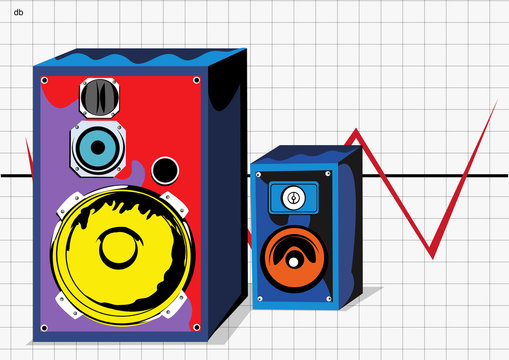Two colored loudspeakers