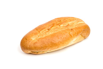 Fototapeta na wymiar Long loaf. French bread on a white background