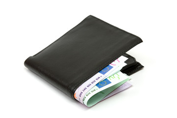 Black leather wallet / purse / money pouch.