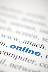 Fototapeta premium mot online en ligne texte flou mot bleu