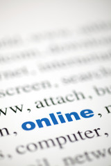 Fototapeta premium mot online en ligne texte flou mot bleu