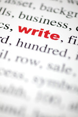 mot write écrire lettre rouge texte flou