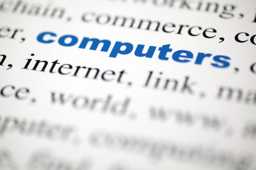 mot computers ordinateur lettres bleu texte flou