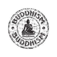 Buddhism grunge rubber stamp