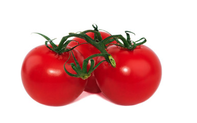 Fresh tomatoes on white background