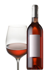 Weinflasche Rose mit Glas