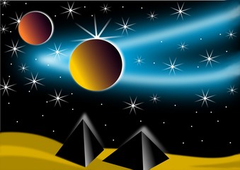 Fototapeta premium Sternenhimmel mit Planeten