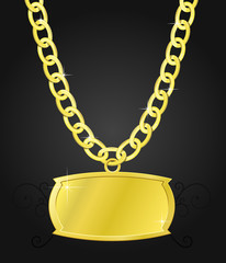 gold set of chain and plaque