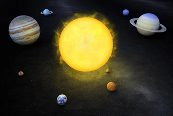 Crédence de cuisine en verre imprimé Cosmos Illustration 3D du système solaire.