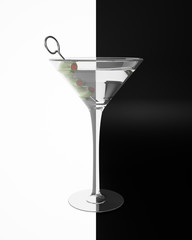 Martini rendered on a black and white background