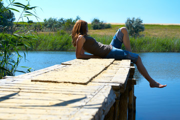 lying on a pier