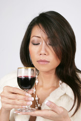 Enjoying a glass of red wine