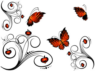 Obraz na płótnie Canvas Beautiful framework from leaves and butterflies