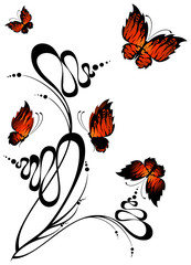 Obraz premium Beautiful framework from leaves and butterflies