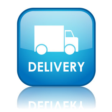 Square "DELIVERY" button with reflecton (blue)