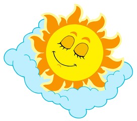 Sleeping Sun on cloudy pillow