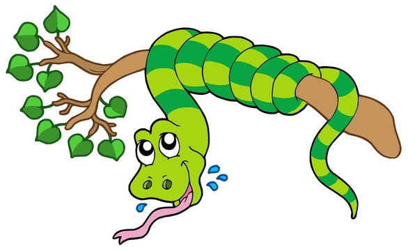 Snake on leafy branch