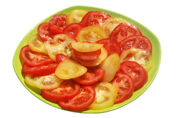 Assiette de tomates en rondelles