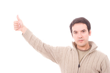 Fototapeta premium young boy showing thumbs up