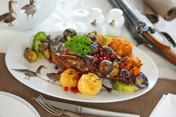 duck roast with fruits