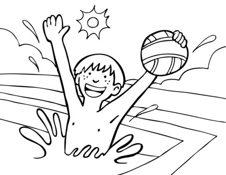 Water Polo Kid Line Art