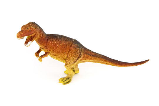 Dinosaur toy on white isolated background