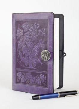 Purple Leather Bound Writing Journal And Pen