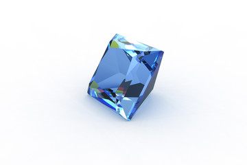 Princess Cut Square Blue Aquamarine Gemstone