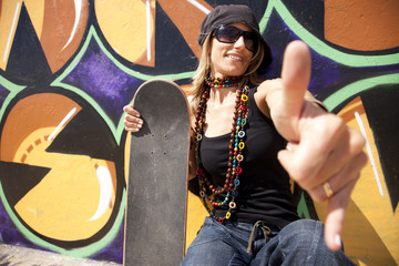 Cool skateboard woman
