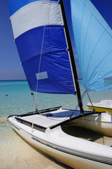 Cuban beach and saling boat