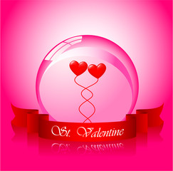 Vector of valentine's hearts in sphere