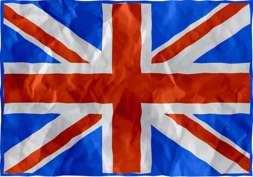 United kingdom flag of crumpled paper