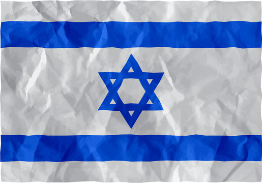 Israeli flag of crumpled paper