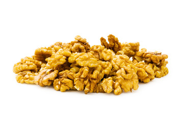 Fresh walnut nuts isolated on the white