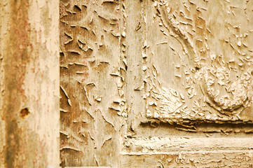 Abblätternder Lack auf alter Holztür; historisch; restaurieren; alt, aber robust