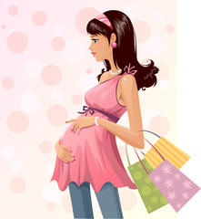 Pregnant woman with shopping bags