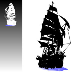 boat of pirates vector illustration