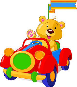 Bear in Toy Car