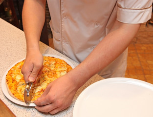 cooking pizza